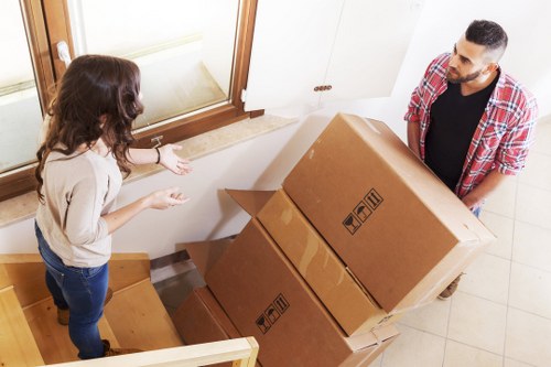 Boxes and furniture ready for small removals in Queensbury